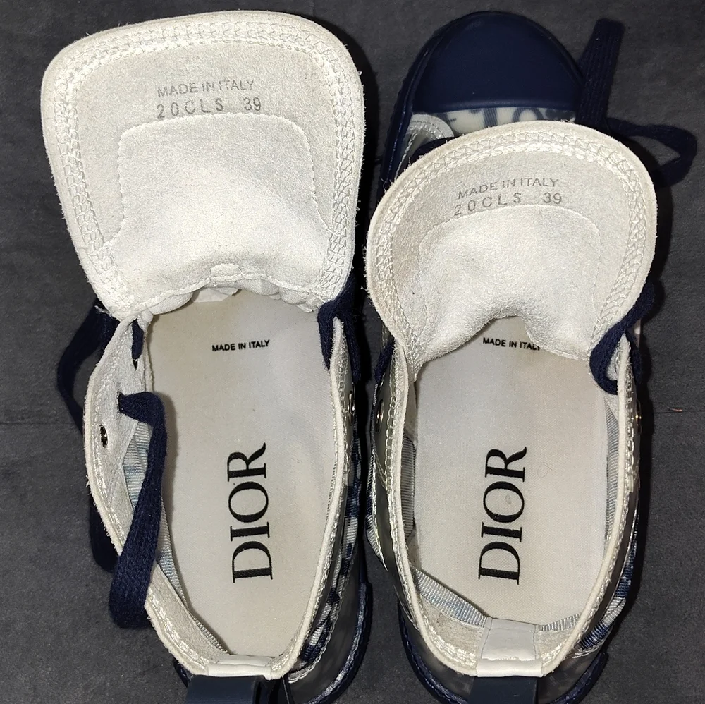 DIOR B23 LEAGUE HIGH-TOP SNEAKERSWHITE AND BLUE DIOR OBLIQUE CANVAS SIZE 39/ 8½ - Picture 9 of 9
